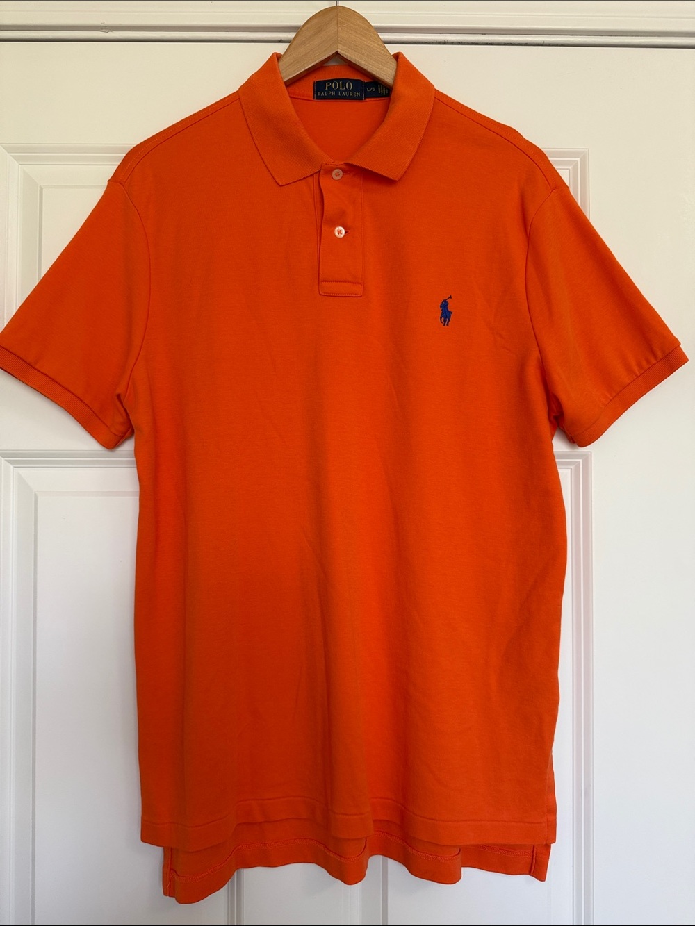 Polo Ralph Lauren Cotton Mesh Shirt Orange Large Mens Short Sleeve